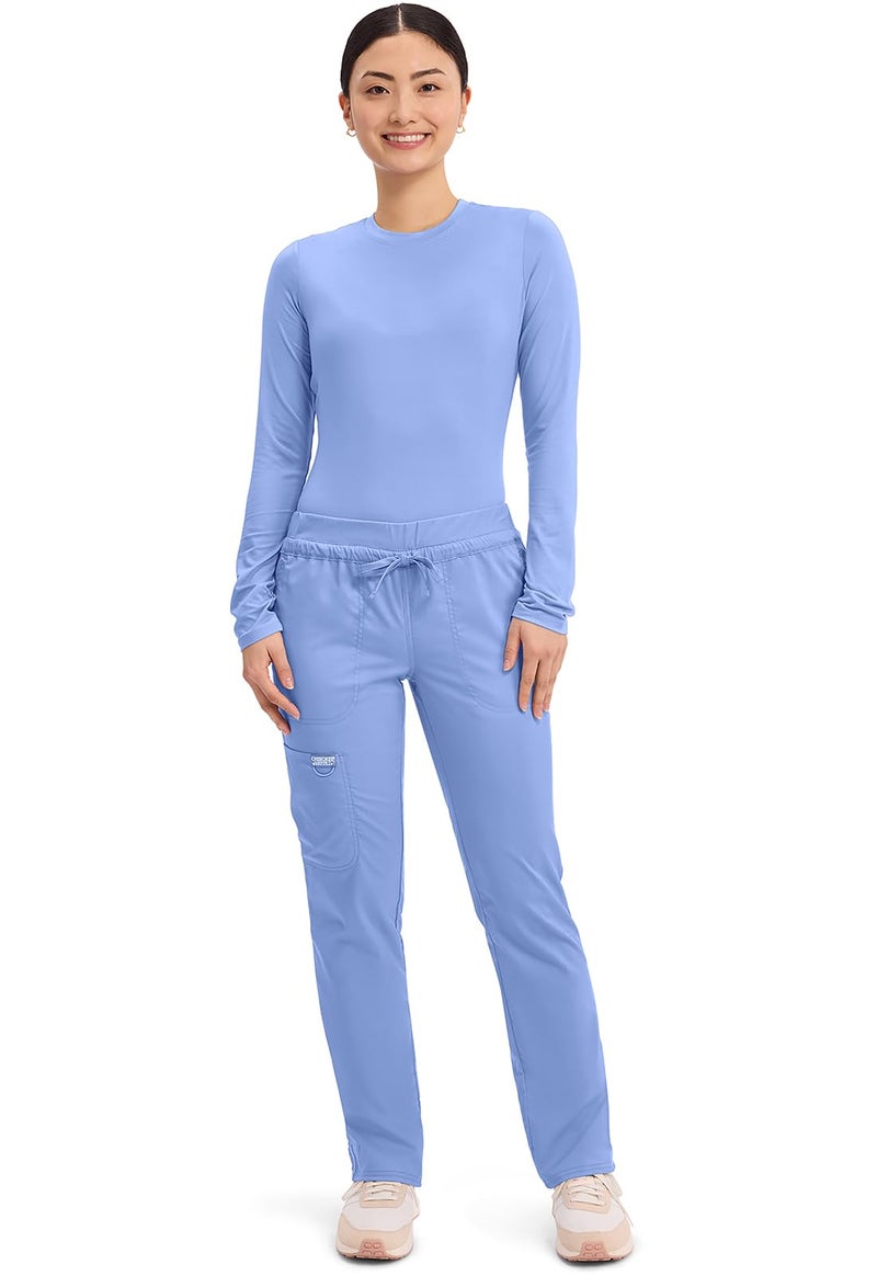 Cherokee Scrubs for Women Mid Rise Tapered Leg Drawstring Pant with 5 Pockets, Cargo Bottom with 2 Way Stretch Fabric - WW105, XL, Ciel Blue - Image 5